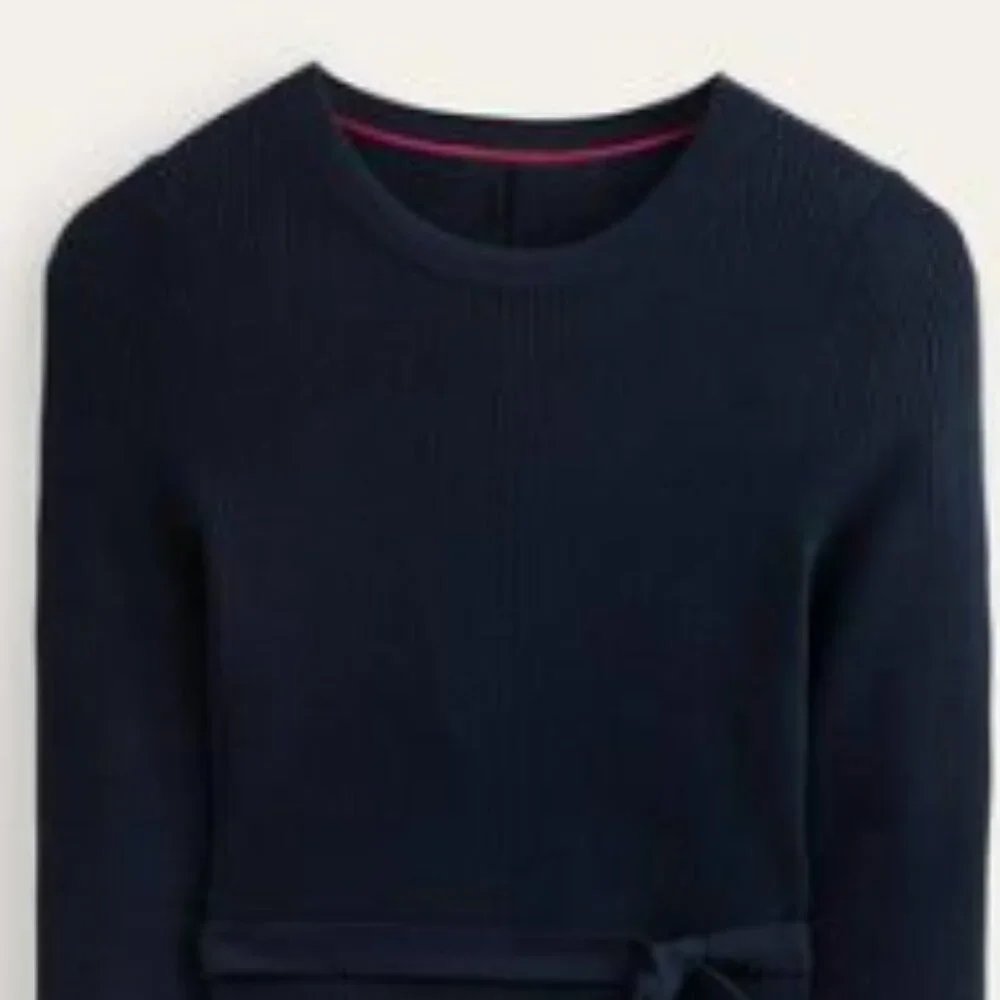 Boden Pleated Knit Dress Navy Size 16-18 Workwear Casual Elegant - Picture 4 of 11